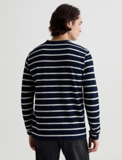 Danny Long Sleeve Shirt Navy/Natural Stripe Classic Long Sleeve MENS TOPS Photo 8