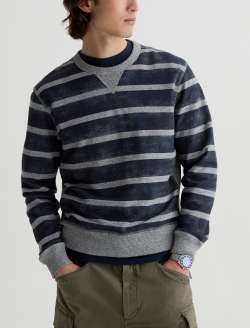 Blake Crew Sweatshirt Navy/Grey Stripe Classic Pullover MENS TOPS Photo 2