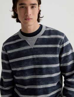 Blake Crew Sweatshirt Navy/Grey Stripe Classic Pullover MENS TOPS Photo 3