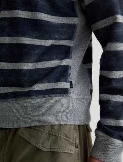 Blake Crew Sweatshirt Navy/Grey Stripe Classic Pullover MENS TOPS Photo 6