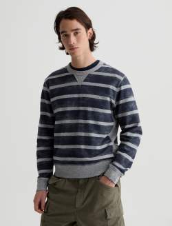 Blake Crew Sweatshirt Navy/Grey Stripe Classic Pullover MENS TOPS Photo 7
