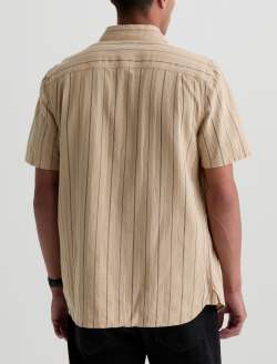Mason Short Sleeve Work Shirt Natural/Black Stripe Jacquard Classic Button Up MENS TOPS Photo 8