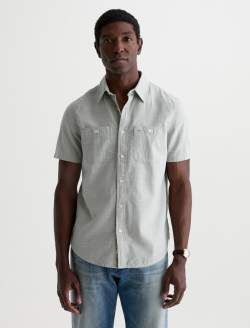 Mason Short Sleeve Work Shirt Faded Moss Classic Button Up MENS TOPS Photo 2