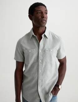 Mason Short Sleeve Work Shirt Faded Moss Classic Button Up MENS TOPS Photo 3