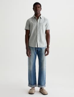 Mason Short Sleeve Work Shirt Faded Moss Classic Button Up MENS TOPS Photo 5