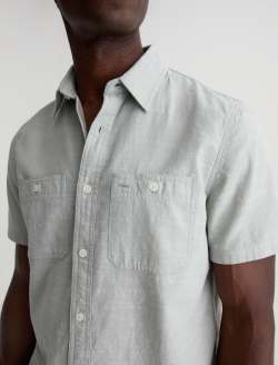 Mason Short Sleeve Work Shirt Faded Moss Classic Button Up MENS TOPS Photo 6