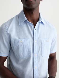 Mason Short Sleeve Work Shirt Fresh Blue Classic Button Up MENS TOPS Photo 3