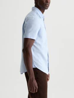 Mason Short Sleeve Work Shirt Fresh Blue Classic Button Up MENS TOPS Photo 4