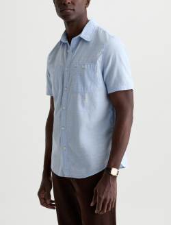 Mason Short Sleeve Work Shirt Fresh Blue Classic Button Up MENS TOPS Photo 7