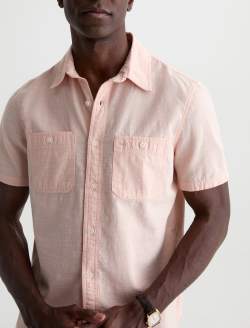 Mason Short Sleeve Work Shirt Vintage Pink Classic Button Up MENS TOPS Photo 3