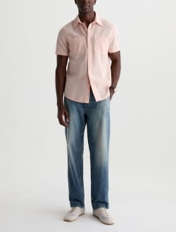 Mason Short Sleeve Work Shirt Vintage Pink Classic Button Up MENS TOPS Photo 5