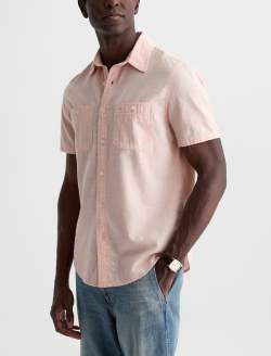 Mason Short Sleeve Work Shirt Vintage Pink Classic Button Up MENS TOPS Photo 7