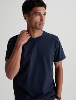 Como Double Layer Crew Deep Navy/Heather Grey Classic Short Sleeve Crew Neck T-Shirt MENS TOPS Photo 3
