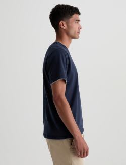 Como Double Layer Crew Deep Navy/Heather Grey Classic Short Sleeve Crew Neck T-Shirt MENS TOPS Photo 4