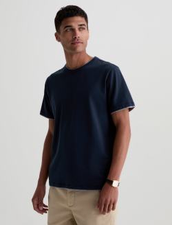Como Double Layer Crew Deep Navy/Heather Grey Classic Short Sleeve Crew Neck T-Shirt MENS TOPS Photo 7