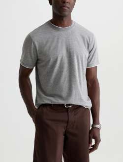 Como Double Layer Short Sleeve Crew Heather Grey/True White Classic Crew Neck T-Shirt MENS TOPS Photo 2