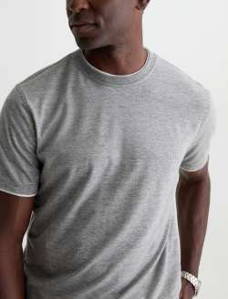 Como Double Layer Short Sleeve Crew Heather Grey/True White Classic Crew Neck T-Shirt MENS TOPS Photo 3