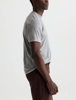 Como Double Layer Short Sleeve Crew Heather Grey/True White Classic Crew Neck T-Shirt MENS TOPS Photo 4