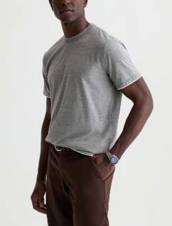 Como Double Layer Short Sleeve Crew Heather Grey/True White Classic Crew Neck T-Shirt MENS TOPS Photo 7