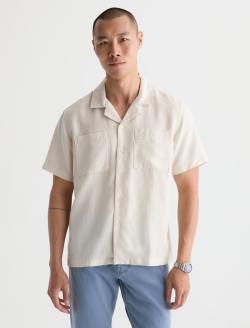 champagne mens dress shirt ASOS DESIGN satin regular shirt with tie neck and blouson volume sleeve in  champagne