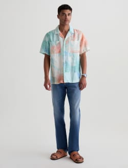 Marco Camp Shirt Poolside Aqua Relaxed Fit MENS TOPS Photo 5