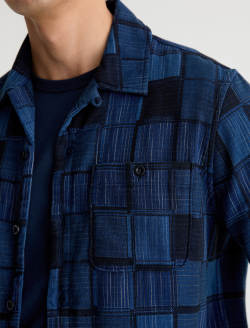 Louis Long Sleeve Camp Shirt Cobalt Club Jacquard Relaxed Fit MENS TOPS Photo 6