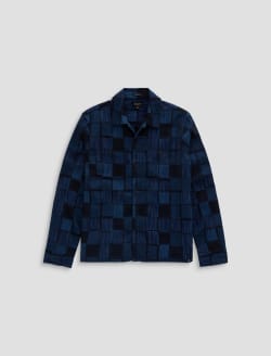 Louis Long Sleeve Camp Shirt Cobalt Club Jacquard Relaxed Fit MENS TOPS Photo 1