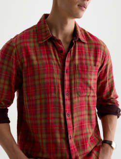 Matteo Reversible Shirt Red Multi Relaxed Plaid Button Up MENS TOPS Photo 3