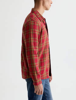 Matteo Reversible Shirt Red Multi Relaxed Plaid Button Up MENS TOPS Photo 4