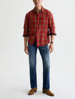 Matteo Reversible Shirt Red Multi Relaxed Plaid Button Up MENS TOPS Photo 5