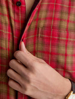 Matteo Reversible Shirt Red Multi Relaxed Plaid Button Up MENS TOPS Photo 6
