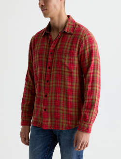 Matteo Reversible Shirt Red Multi Relaxed Plaid Button Up MENS TOPS Photo 7