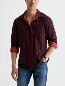 Matteo Reversible Shirt Red Multi Relaxed Plaid Button Up MENS TOPS Photo 9