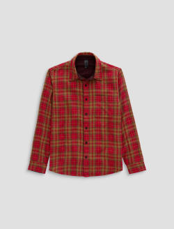 Matteo Reversible Shirt Red Multi Relaxed Plaid Button Up MENS TOPS Photo 1