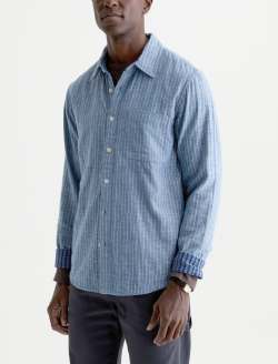 Matteo Reversible Shirt Rhythm Pinstripe Relaxed Fit MENS TOPS Photo 7