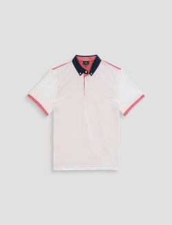 Deuce Color Block Polo Sunset Red/Naval Blue/Bright W Green Label Collection MENS TOPS Photo 1