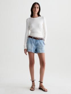 Analeigh Short Wine Garden Mid-Rise Utility Linen Denim Short WOMENS BOTTOMS Photo 2