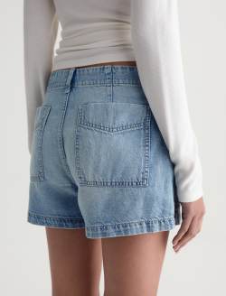 Analeigh Short Wine Garden Mid-Rise Utility Linen Denim Short WOMENS BOTTOMS Photo 7