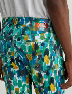 Tellis Agrippa Mix Blue Multi Art Project Modern Slim MENS BOTTOMS Photo 7