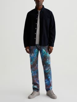 Tellis Knife Painting Blue Art Project Modern Slim MENS BOTTOMS Photo 2