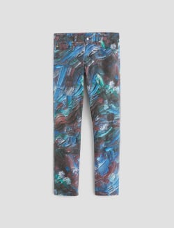 Tellis Knife Painting Blue Art Project Modern Slim MENS BOTTOMS Photo 1