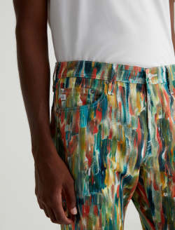 Everett Julien Mix Green Multi Art Project Slim Straight MENS BOTTOMS Photo 4