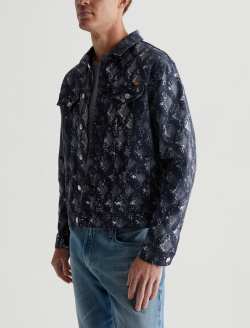 Dart Jacket Diamond Fray Big Black Art Project Classic Trucker MENS TOPS Photo 4