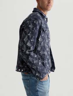 Dart Jacket Diamond Fray Big Black Art Project Classic Trucker MENS TOPS Photo 6