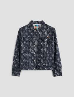 Dart Jacket Diamond Fray Big Black Art Project Classic Trucker MENS TOPS Photo 1