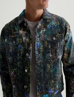 Dart Jacket Milky Way Blue Art Project Classic Trucker MENS TOPS Photo 3