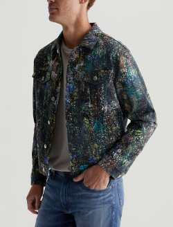 Dart Jacket Milky Way Blue Art Project Classic Trucker MENS TOPS Photo 4