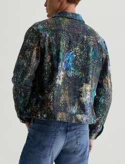 Dart Jacket Milky Way Blue Art Project Classic Trucker MENS TOPS Photo 8