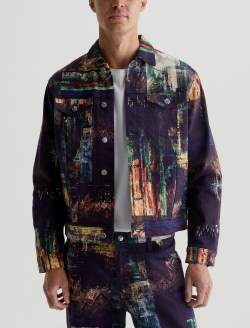 Dart Jacket Night Driving Olive Art Project Classic Trucker MENS TOPS Photo 2