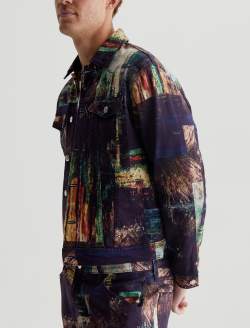 Dart Jacket Night Driving Olive Art Project Classic Trucker MENS TOPS Photo 7